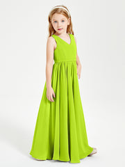 Robes de Demoiselle d'Honneur Junior Élégantes Sans Manches Vert Citron