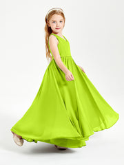 Robes de Demoiselle d'Honneur Junior Élégantes Sans Manches Vert Citron