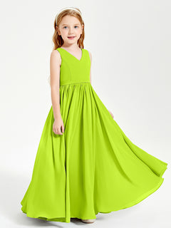 Robes de Demoiselle d'Honneur Junior Élégantes Sans Manches Vert Citron