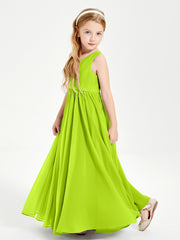 Robes de Demoiselle d'Honneur Junior Élégantes Sans Manches Vert Citron