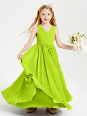 Robes de Demoiselle d'Honneur Junior Élégantes Sans Manches Vert Citron