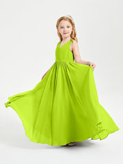 Robes de Demoiselle d'Honneur Junior Élégantes Sans Manches Vert Citron