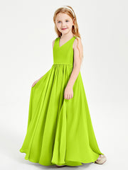 Robes de Demoiselle d'Honneur Junior Élégantes Sans Manches Vert Citron