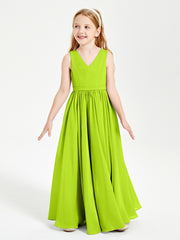 Robes de Demoiselle d'Honneur Junior Élégantes Sans Manches Vert Citron