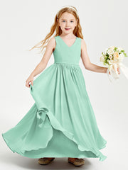 Robes de Demoiselle d'Honneur Junior Élégantes Sans Manches Vert Menthe