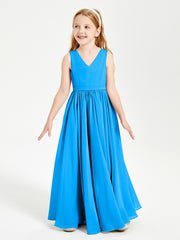 Robes de Demoiselle d'Honneur Junior Élégantes Sans Manches Bleu Océan