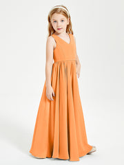 Robes de Demoiselle d'Honneur Junior Élégantes Sans Manches Orange