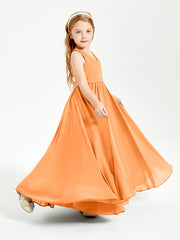 Robes de Demoiselle d'Honneur Junior Élégantes Sans Manches Orange