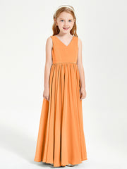 Robes de Demoiselle d'Honneur Junior Élégantes Sans Manches Orange