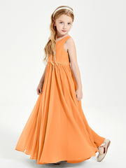 Robes de Demoiselle d'Honneur Junior Élégantes Sans Manches Orange