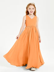 Robes de Demoiselle d'Honneur Junior Élégantes Sans Manches Orange