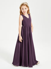 Robes de Demoiselle d'Honneur Junior Élégantes Sans Manches Plum