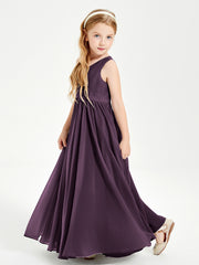 Robes de Demoiselle d'Honneur Junior Élégantes Sans Manches Plum