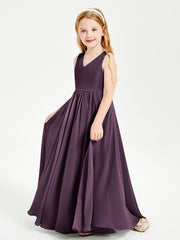 Robes de Demoiselle d'Honneur Junior Élégantes Sans Manches Plum