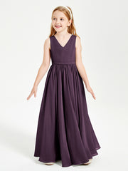 Robes de Demoiselle d'Honneur Junior Élégantes Sans Manches Plum