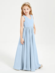 Robes de Demoiselle d'Honneur Junior Élégantes Sans Manches Bleu Ciel