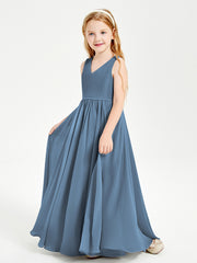 Robes de Demoiselle d'Honneur Junior Élégantes Sans Manches Bleu de Schiste