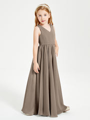 Robes de Demoiselle d'Honneur Junior Élégantes Sans Manches Taupe