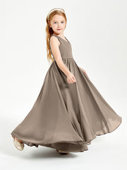 Robes de Demoiselle d'Honneur Junior Élégantes Sans Manches Taupe