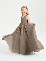 Robes de Demoiselle d'Honneur Junior Élégantes Sans Manches Taupe