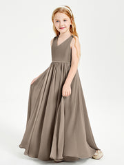 Robes de Demoiselle d'Honneur Junior Élégantes Sans Manches Taupe