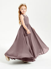 Robes de Demoiselle d'Honneur Junior Élégantes Sans Manches Vintage Mauve