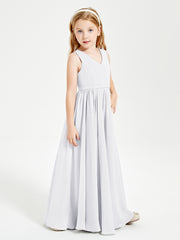 Robes de Demoiselle d'Honneur Junior Élégantes Sans Manches Blanc
