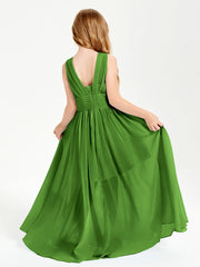 Chic Robes Longues de Demoiselle d'Honneur Junior à Col en V Mousse