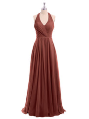 Col En V Mousseline Robe Avec Nœud Bretelles terracotta Grande Taille