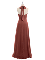 Col En V Mousseline Robe Avec Nœud Bretelles terracotta Grande Taille