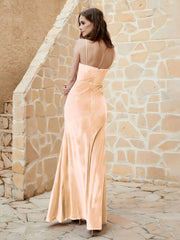 Robe Capot en Velours Longueur au Sol Champagne