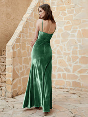 Robe Capot en Velours Longueur au Sol Vert Foncé