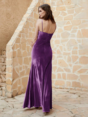 Robe Capot en Velours Longueur au Sol Raisin Grande Taille