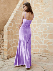 Robe Capot en Velours Longueur au Sol Lilas