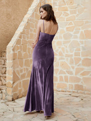 Robe Capot en Velours Longueur au Sol Plum