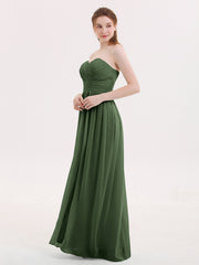 Sans Bretelles Col en Cœur Robe Demoiselle d'honneur avec Fente Olive Verte Grande Taille