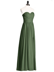 Sans Bretelles Col en Cœur Robe Demoiselle d'honneur avec Fente Olive Verte Grande Taille