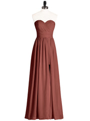 Sans Bretelles Col en Cœur Robe Demoiselle d'honneur avec Fente terracotta Grande Taille
