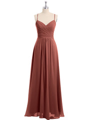 Spaghetti Bretelles Mousseline Robe Avec Col En Cœur terracotta Grande Taille