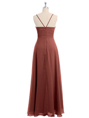 Spaghetti Bretelles Mousseline Robe Avec Col En Cœur terracotta Grande Taille