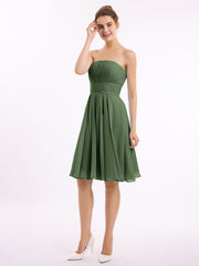 Sans Bretelles Robe Demoiselle d'honneur Courte Olive Verte Grande Taille