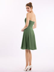 Sans Bretelles Robe Demoiselle d'honneur Courte Olive Verte Grande Taille