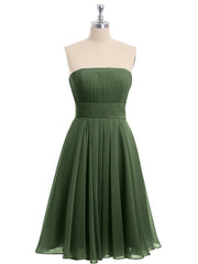 Sans Bretelles Robe Demoiselle d'honneur Courte Olive Verte Grande Taille