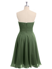 Sans Bretelles Robe Demoiselle d'honneur Courte Olive Verte