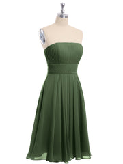 Sans Bretelles Robe Demoiselle d'honneur Courte Olive Verte