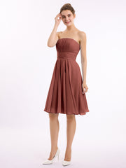 Sans Bretelles Robe Demoiselle d'honneur Courte terracotta Grande Taille