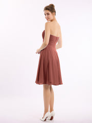 Sans Bretelles Robe Demoiselle d'honneur Courte terracotta Grande Taille