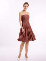 Sans Bretelles Robe Demoiselle d'honneur Courte terracotta Grande Taille