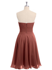 Sans Bretelles Robe Demoiselle d'honneur Courte terracotta Grande Taille