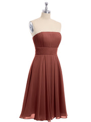 Sans Bretelles Robe Demoiselle d'honneur Courte terracotta Grande Taille